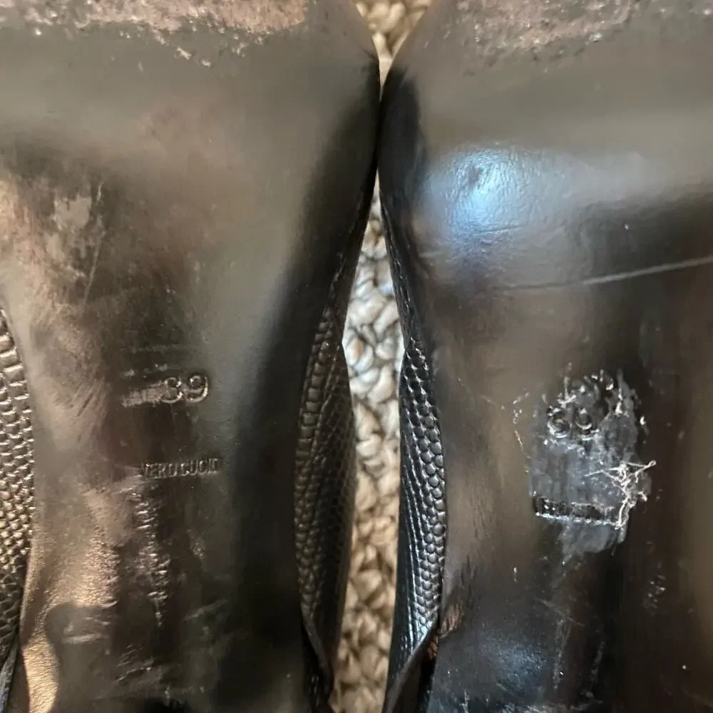 🛑SOLD🛑 Alexander Wang Sonja Heels Size 39 8.5 Black Point Toe Reptile Designer - Picture 11 of 12